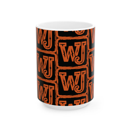 Walker Jackson Logo Bold Patterned Ceramic Mug - Unique Coffee Cup, Personalized Gift, Custom Tea Mug, Fun Office Drinkware