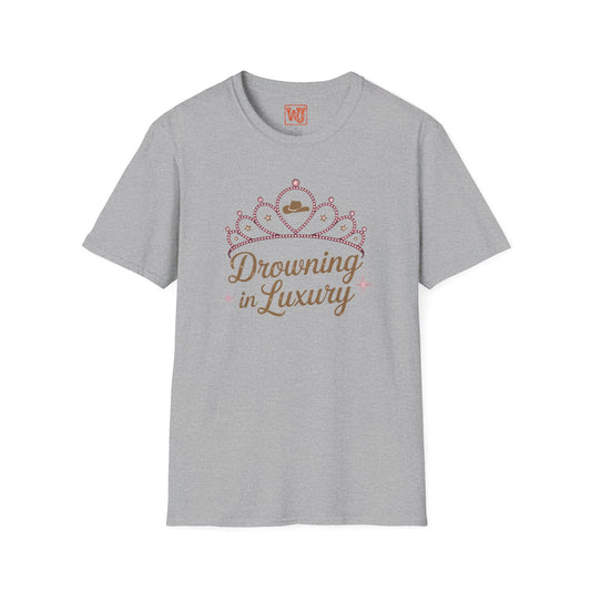 Walker Jackson "Poor Little Rich Cowboy" Women's T-Shirt - "Drowning in Luxury" Crown Design Country Music Tee