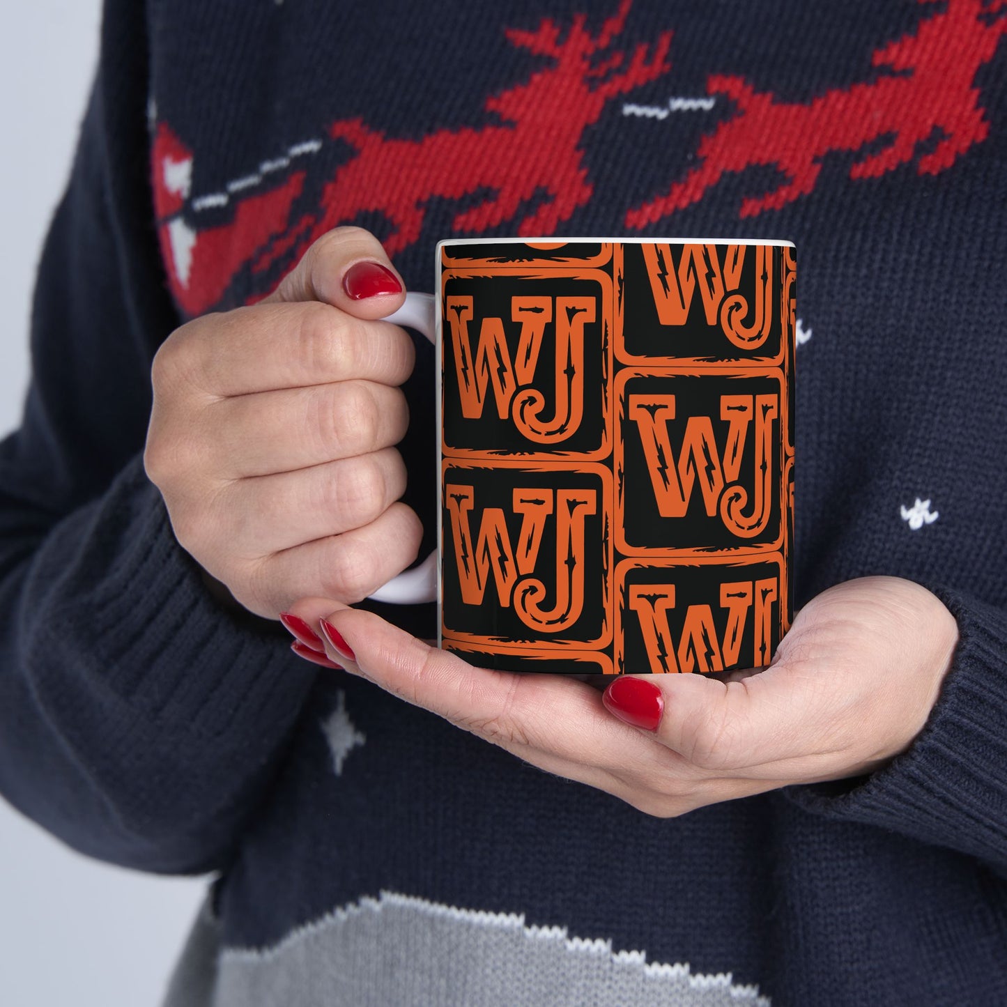 Walker Jackson Logo Bold Patterned Ceramic Mug - Unique Coffee Cup, Personalized Gift, Custom Tea Mug, Fun Office Drinkware