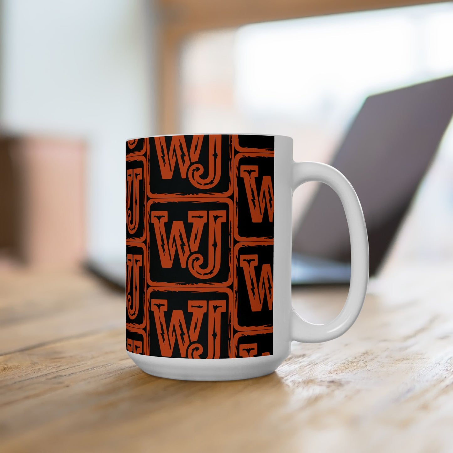 Walker Jackson Logo Bold Patterned Ceramic Mug - Unique Coffee Cup, Personalized Gift, Custom Tea Mug, Fun Office Drinkware