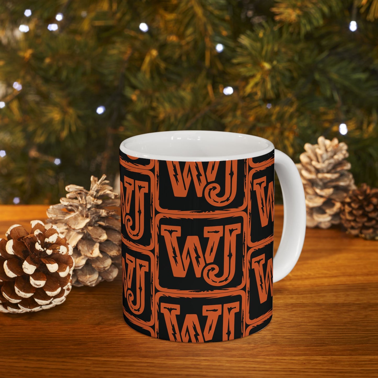 Walker Jackson Logo Bold Patterned Ceramic Mug - Unique Coffee Cup, Personalized Gift, Custom Tea Mug, Fun Office Drinkware