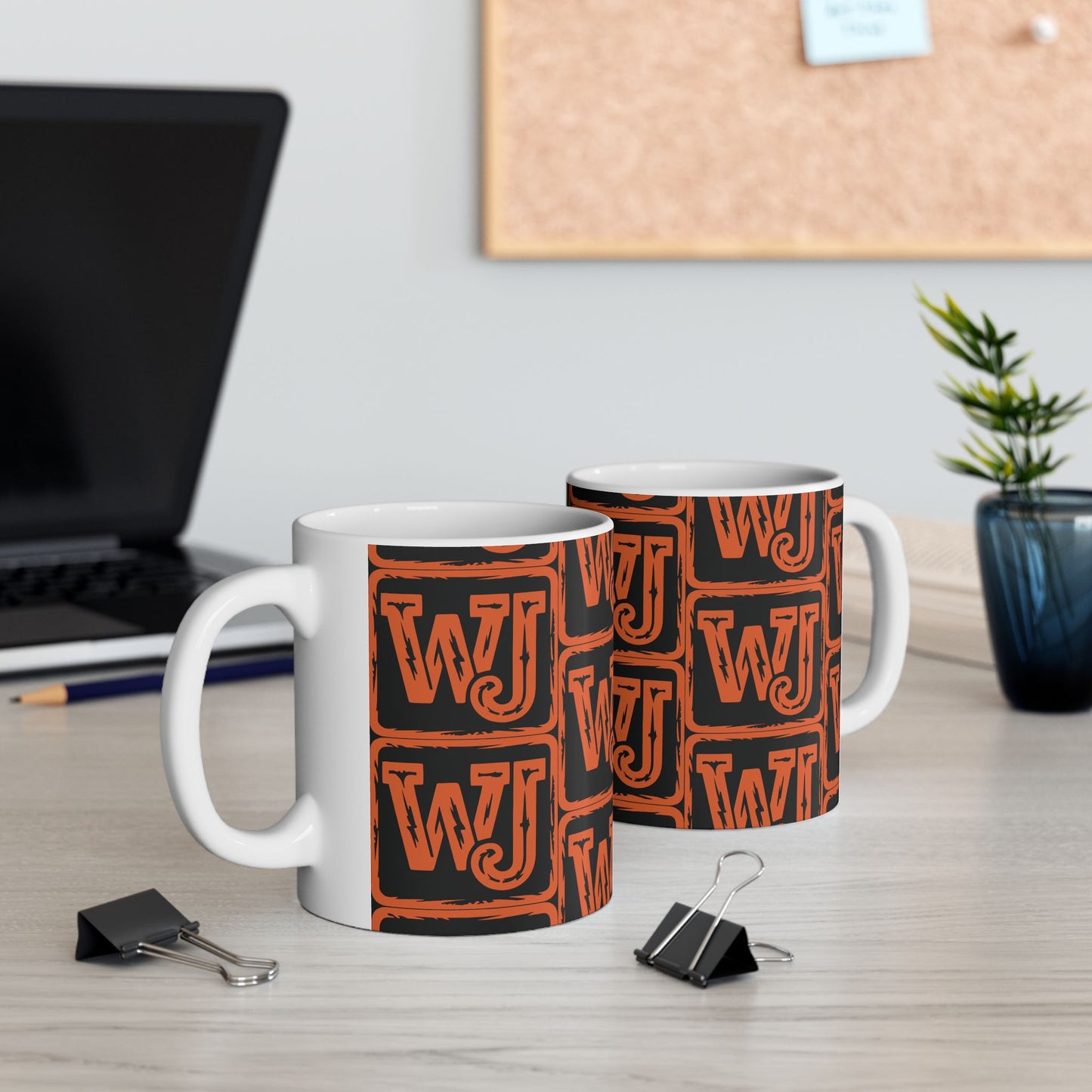 Walker Jackson Logo Bold Patterned Ceramic Mug - Unique Coffee Cup, Personalized Gift, Custom Tea Mug, Fun Office Drinkware