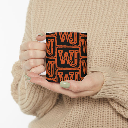 Walker Jackson Logo Bold Patterned Ceramic Mug - Unique Coffee Cup, Personalized Gift, Custom Tea Mug, Fun Office Drinkware