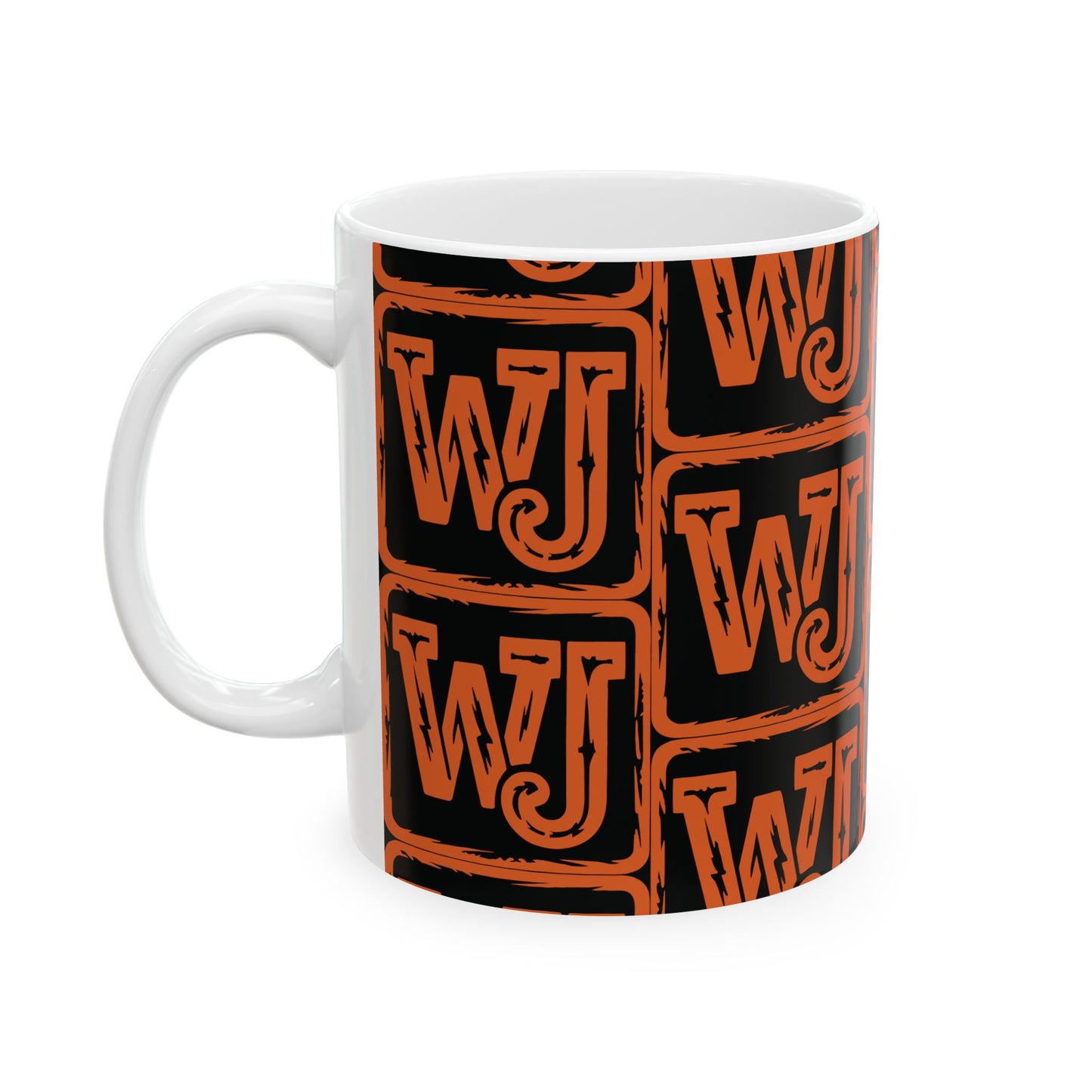 Walker Jackson Logo Bold Patterned Ceramic Mug - Unique Coffee Cup, Personalized Gift, Custom Tea Mug, Fun Office Drinkware