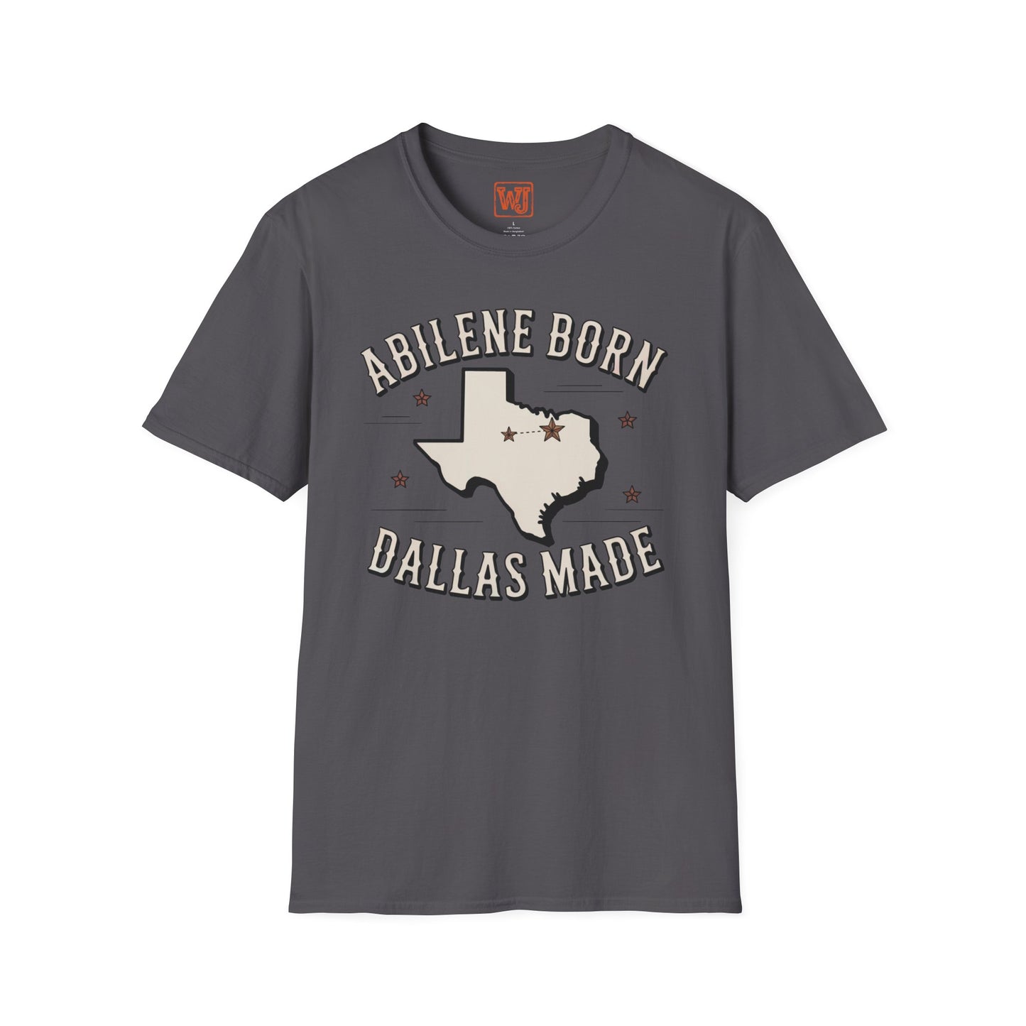Texas Outline Unisex T-Shirt with Abilene and Dallas Cities - Vintage Americana Modern Country Music Apparel