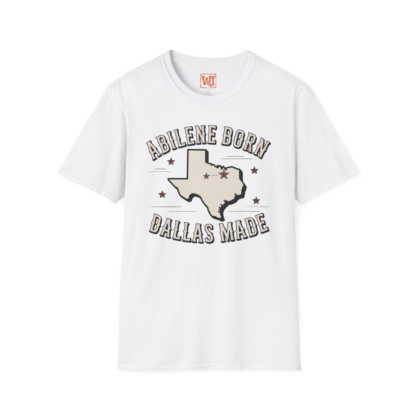 Texas Outline Unisex T-Shirt with Abilene and Dallas Cities - Vintage Americana Modern Country Music Apparel