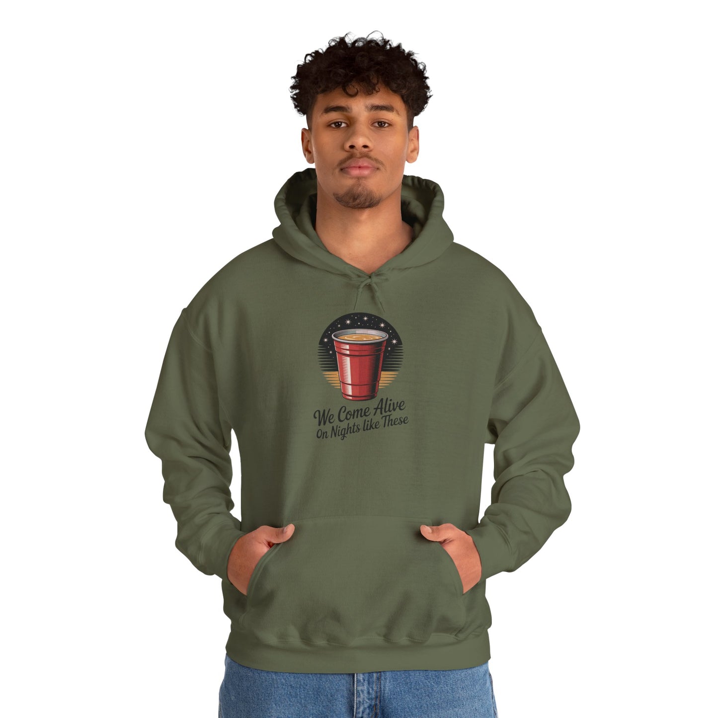 We Come Alive on Nights Like These Hoodie - Unisex Heavy Blend Sweatshirt, Perfect for Parties, Events, Gifts, Celebrations, and Cozy Nights