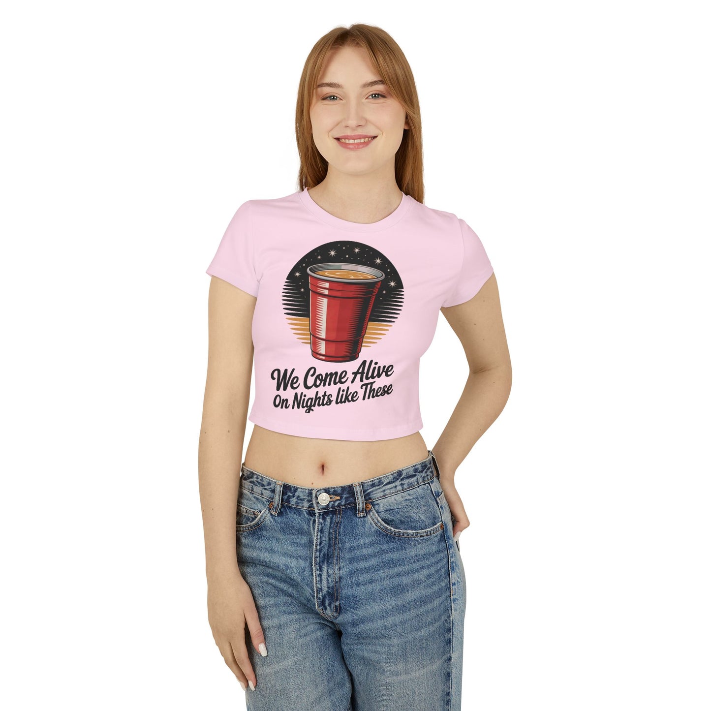 Walker Jackson "Nights Like These" Women's Baby Tee - Country Music Fitted Crop Top T-Shirt | Cute Graphic Tee, Casual Party Top, Festival Wear, Night Out Shirt, Fun Summer Fashion