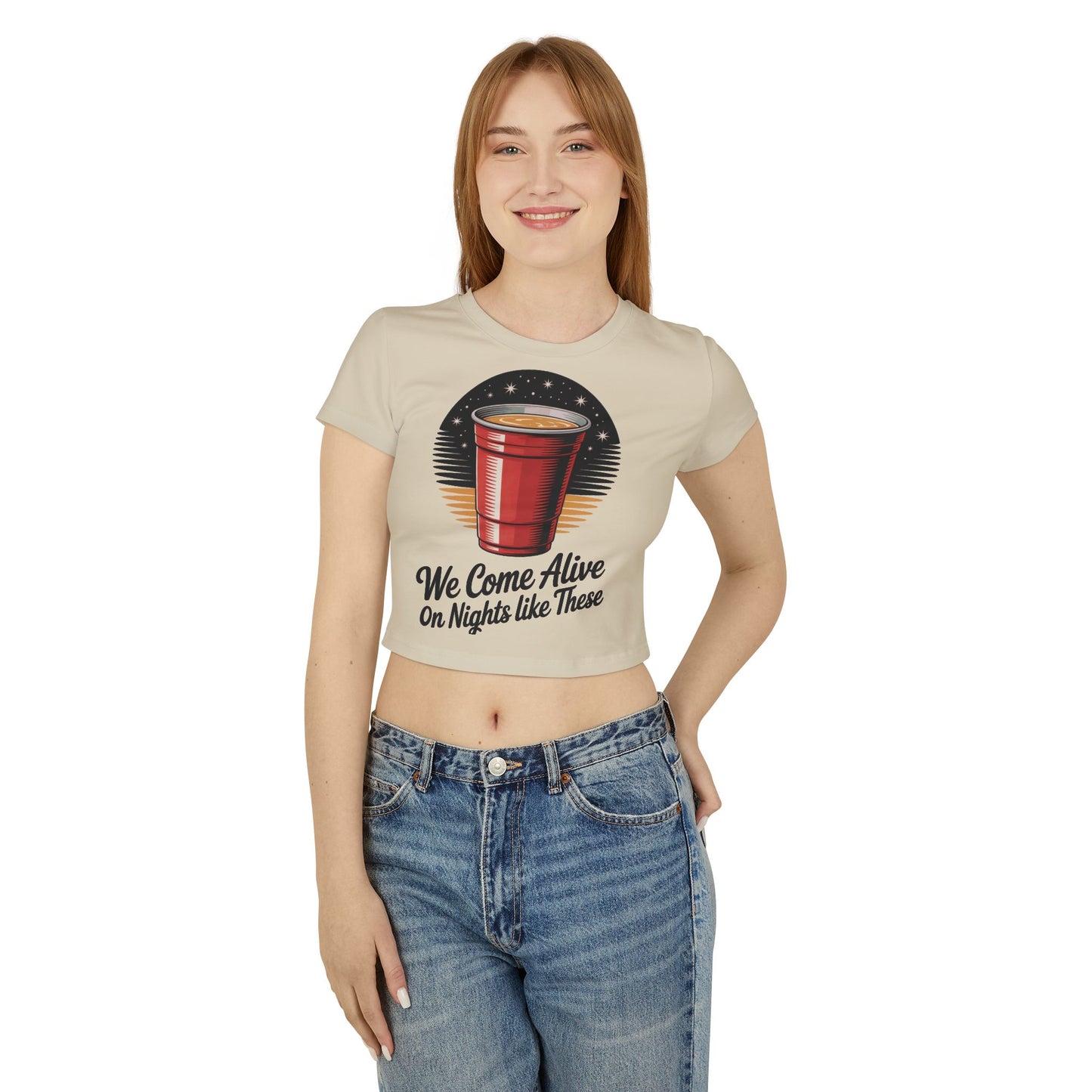 Walker Jackson "Nights Like These" Women's Baby Tee - Country Music Fitted Crop Top T-Shirt | Cute Graphic Tee, Casual Party Top, Festival Wear, Night Out Shirt, Fun Summer Fashion