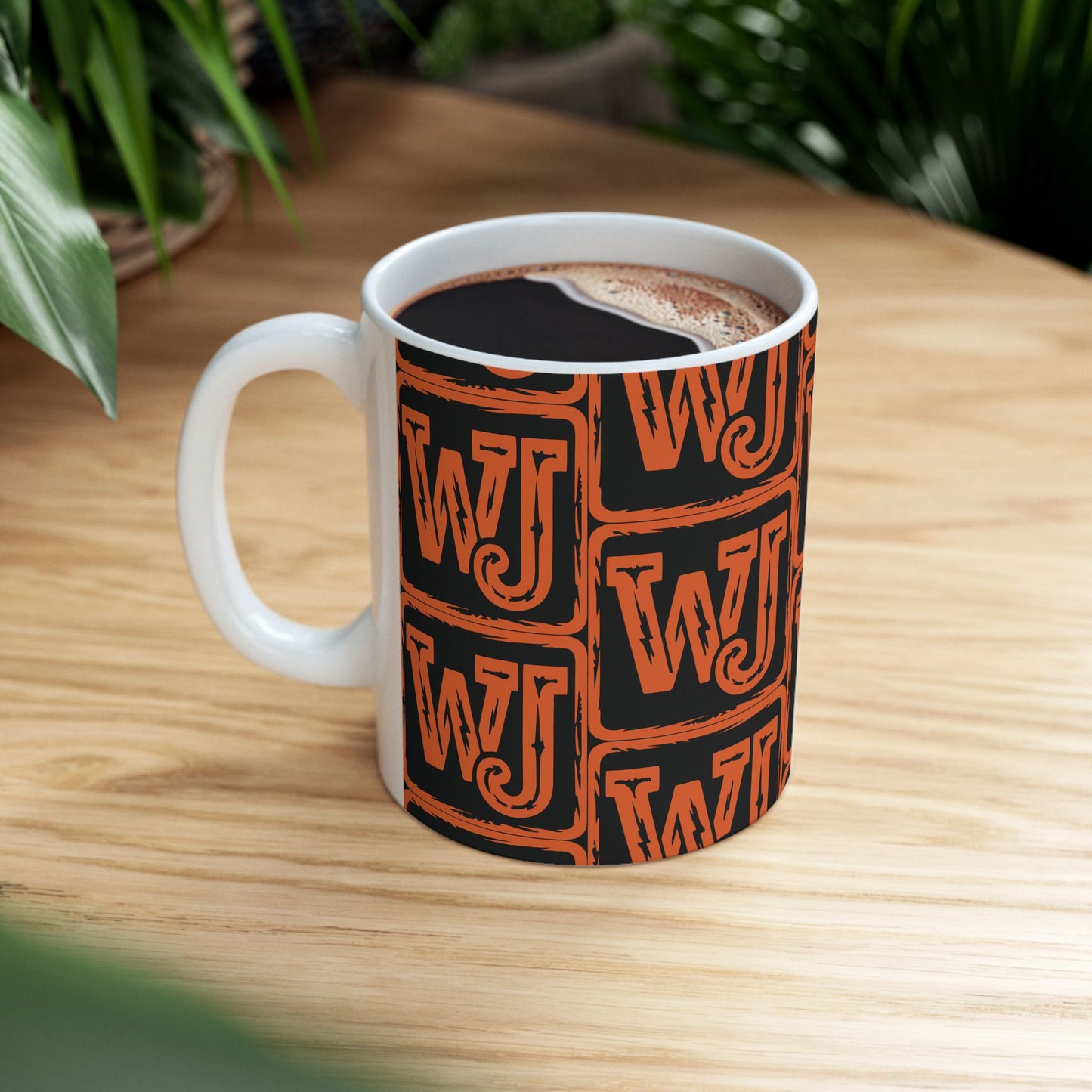 Walker Jackson Logo Bold Patterned Ceramic Mug - Unique Coffee Cup, Personalized Gift, Custom Tea Mug, Fun Office Drinkware