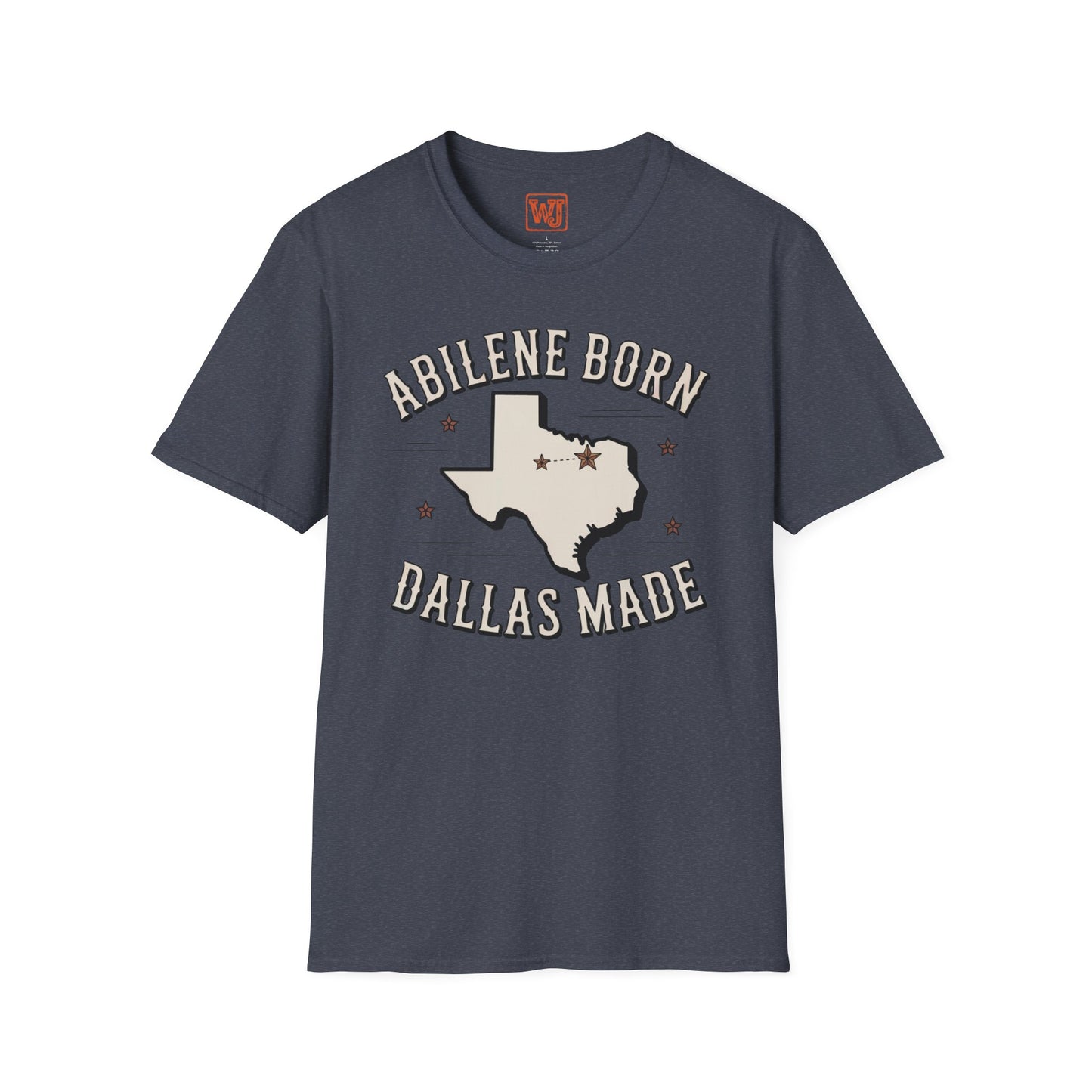 Texas Outline Unisex T-Shirt with Abilene and Dallas Cities - Vintage Americana Modern Country Music Apparel