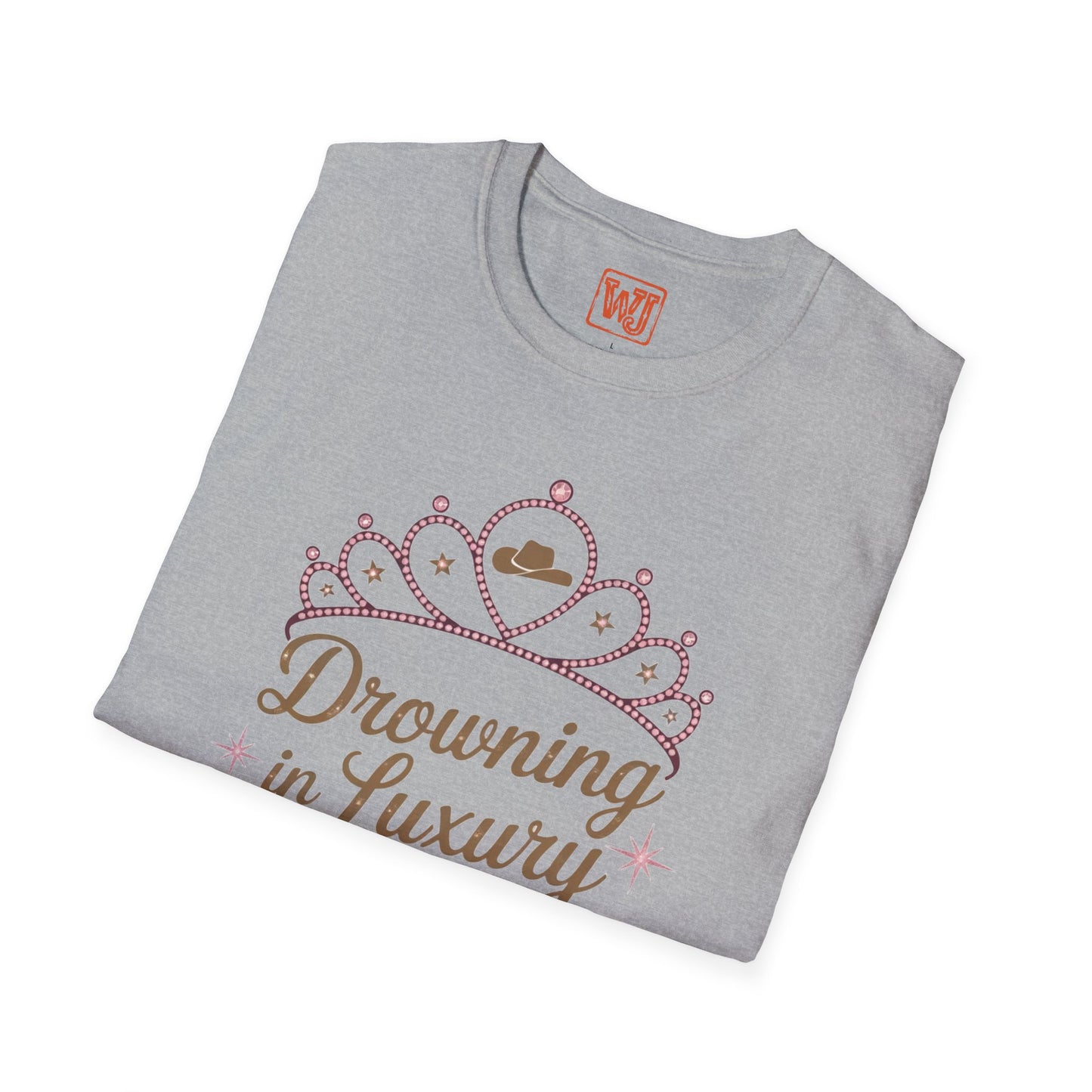 Walker Jackson "Poor Little Rich Cowboy" Women's T-Shirt - "Drowning in Luxury" Crown Design Country Music Tee