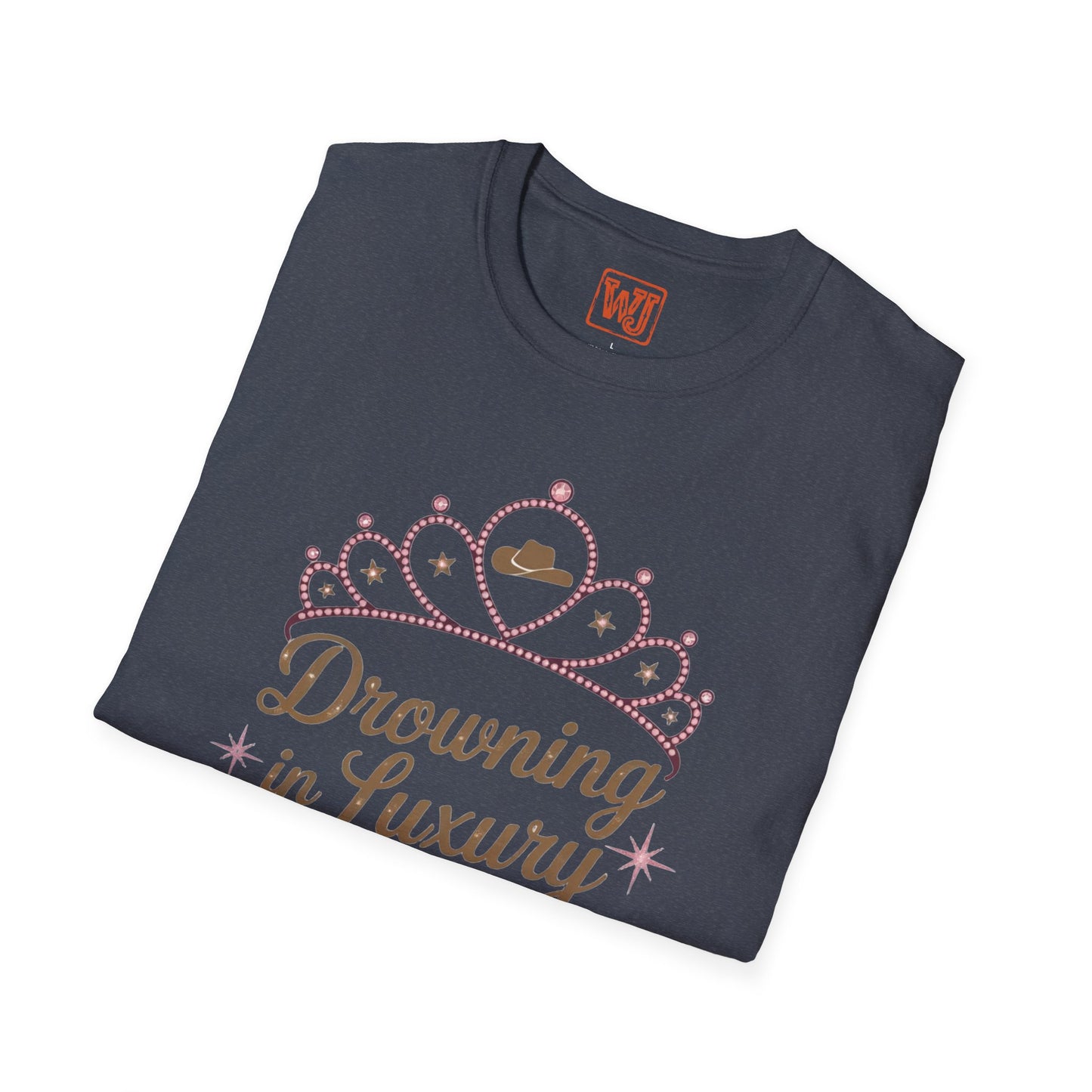 Walker Jackson "Poor Little Rich Cowboy" Women's T-Shirt - "Drowning in Luxury" Crown Design Country Music Tee